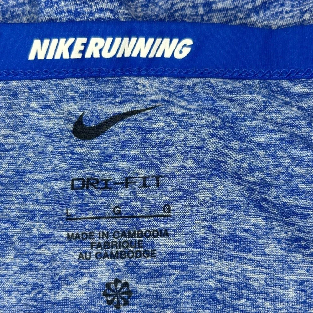 Nike Running Shirt Large Mens Blue Heathered Dri-FIT Reflective Short Sleeve
